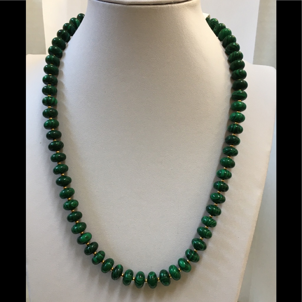 Malachite Rondell Necklace With A Gold Filled Bead